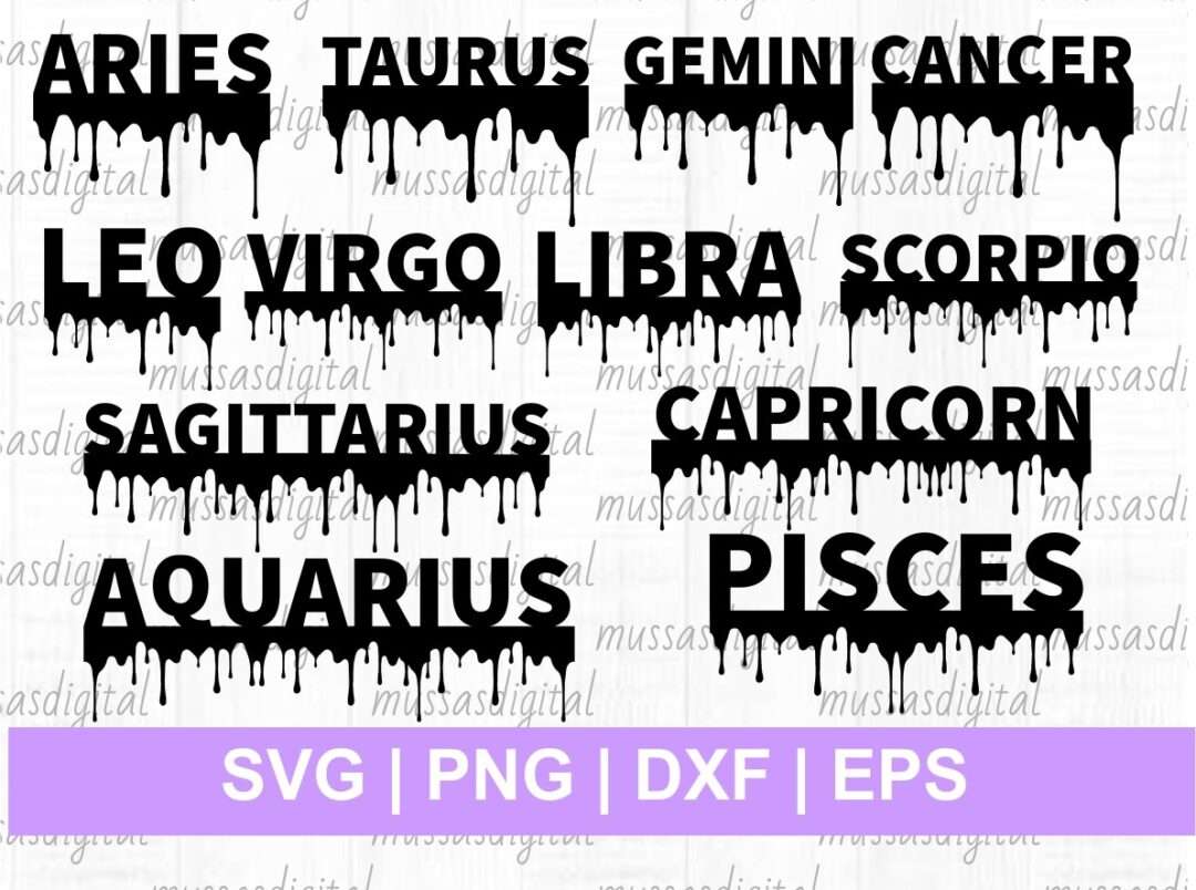 Zodiac SVG Bundle Horoscope Drip Vectorency