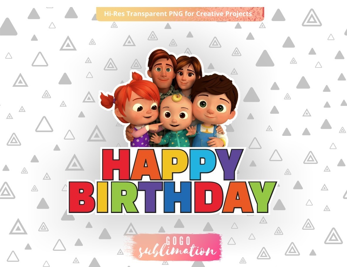 Happy Birthday Cocomelon Cake Topper PNG Printable | Vectorency