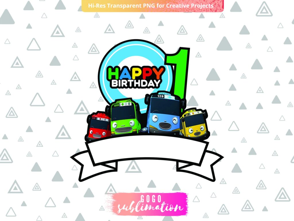 tayo birthday number 1 cake topper printable vectorency