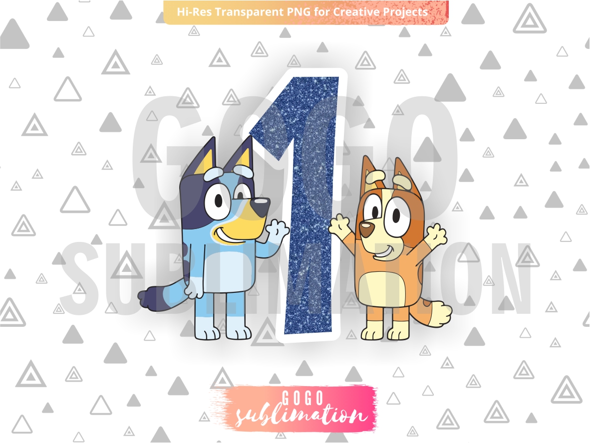 number 1 cake topper bluey bingo printable png vectorency