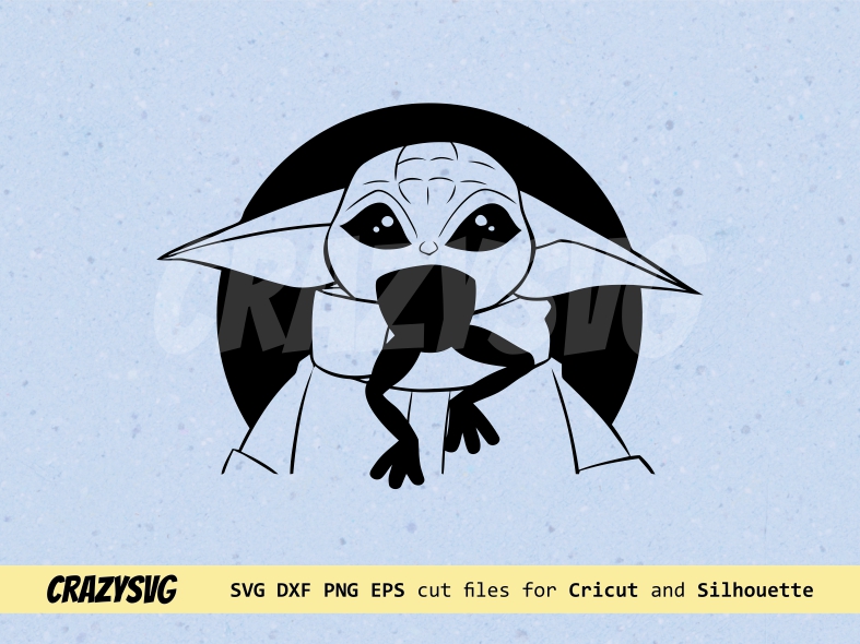 Baby Yoda Eat Frog SVG Files for Cricut Vectorency
