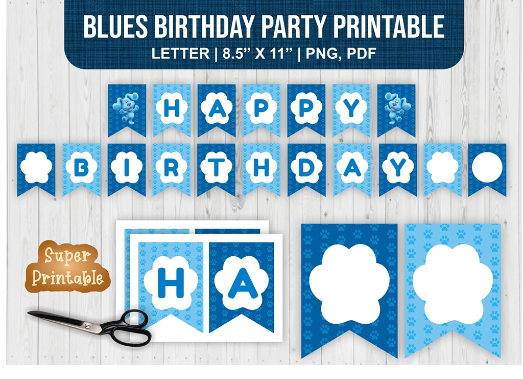 blues birthday party supplies template printable pdf png vectorency