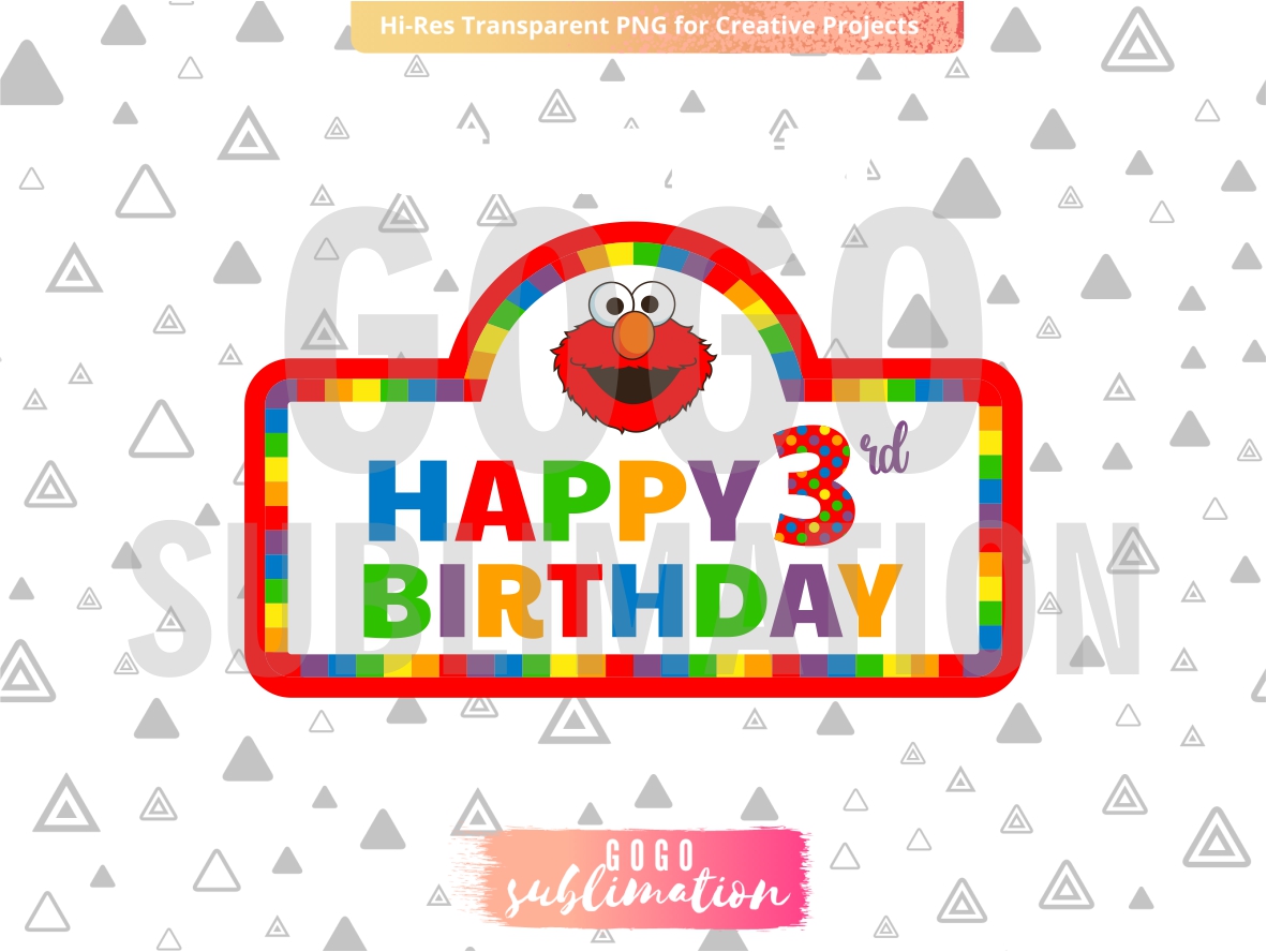 Elmo 3rd Birthday Cake Topper Printable PNG Vectorency