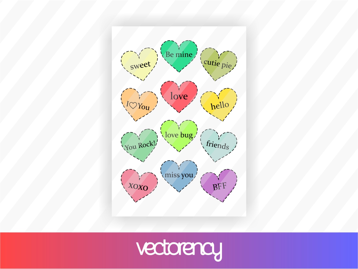 Printable Hearts Valentine Love BFF Xoxo PDF | Vectorency