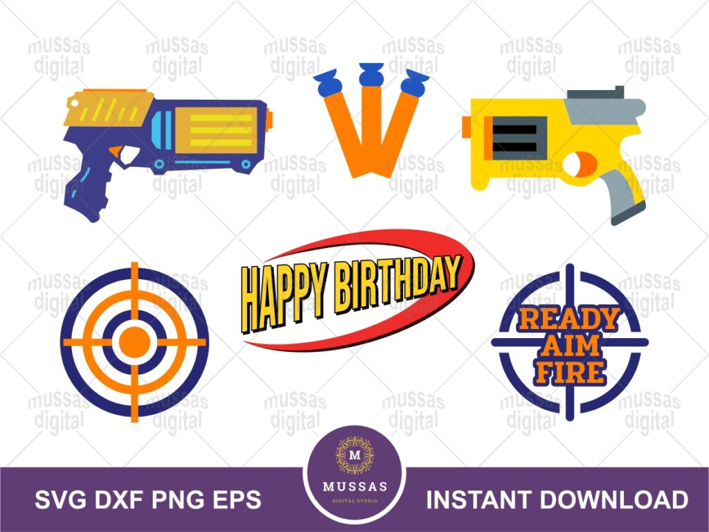 Nerf Cupcake Birthday SVG Printable | Vectorency