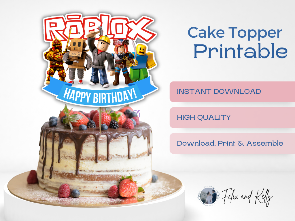 Happy Birthday Cake Topper PNG Gaming Online Blox Game | Vectorency