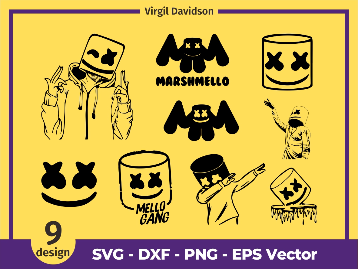 Marshmello Cut File Music Martin Garrix Tomorrow Land DJ Mello Vectorency