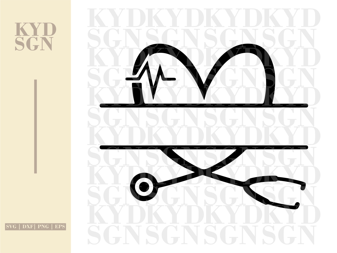 Nurse SVG Stethoscope Heart, Nurse Monogram Vectorency