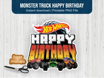 Monster Truck Happy Birthday Printable PNG | Vectorency
