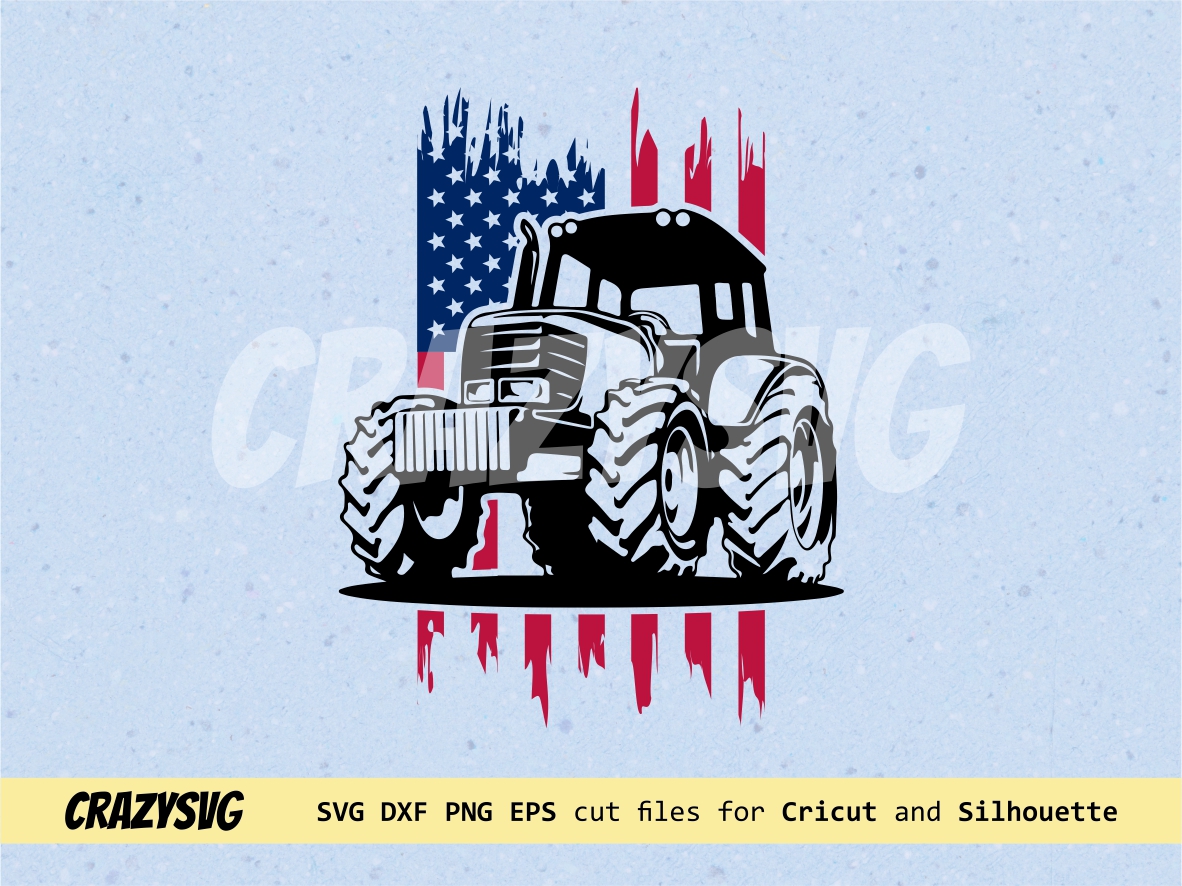 Tractor SVG Us Flag American Farmer Vectorency