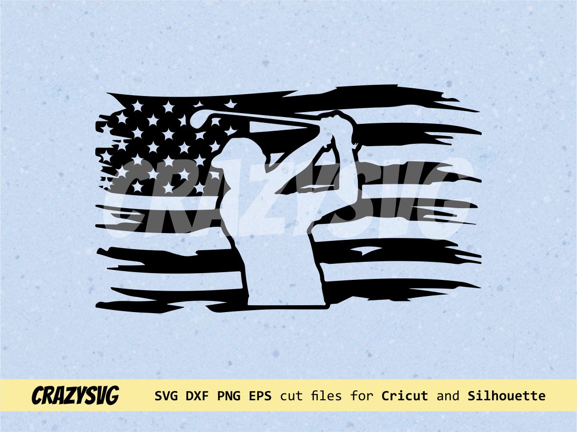 American Flag SVG, Golf Vector, Us flag Golfer File Vectorency